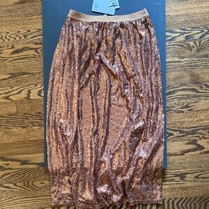 DR2 Copper Sequin Midi Skirt